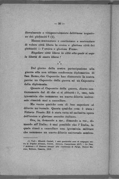 Nella difesa di Fiume e della Dalmazia è la commemorazione degna del 24 maggio. Conferenza tenuta per invito dei goliardi militari ed ex militari il 25 maggio 1920